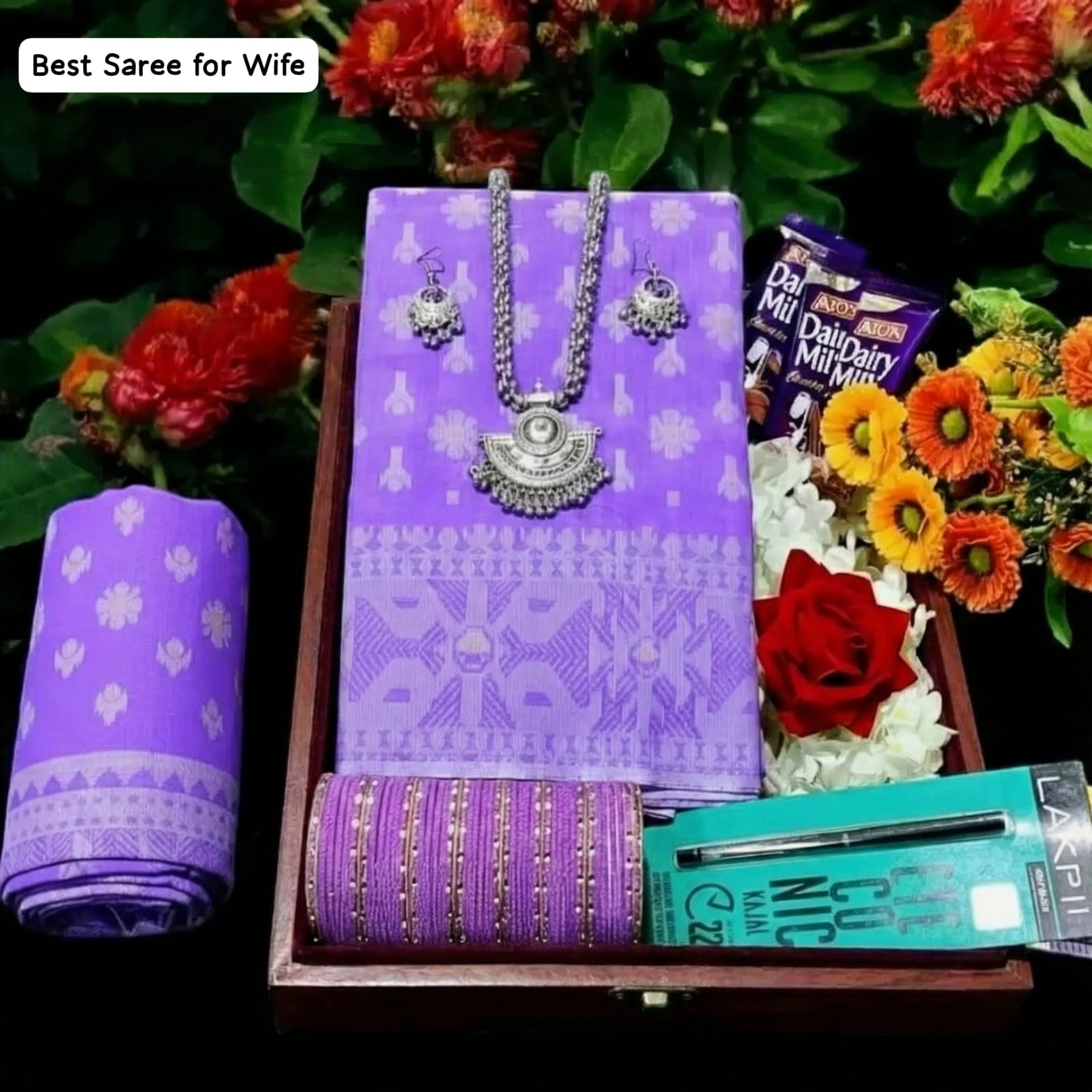Purple jamdani Saree Gift Set - আভিজাত্যের প্রতীক (Exclusive Combo)