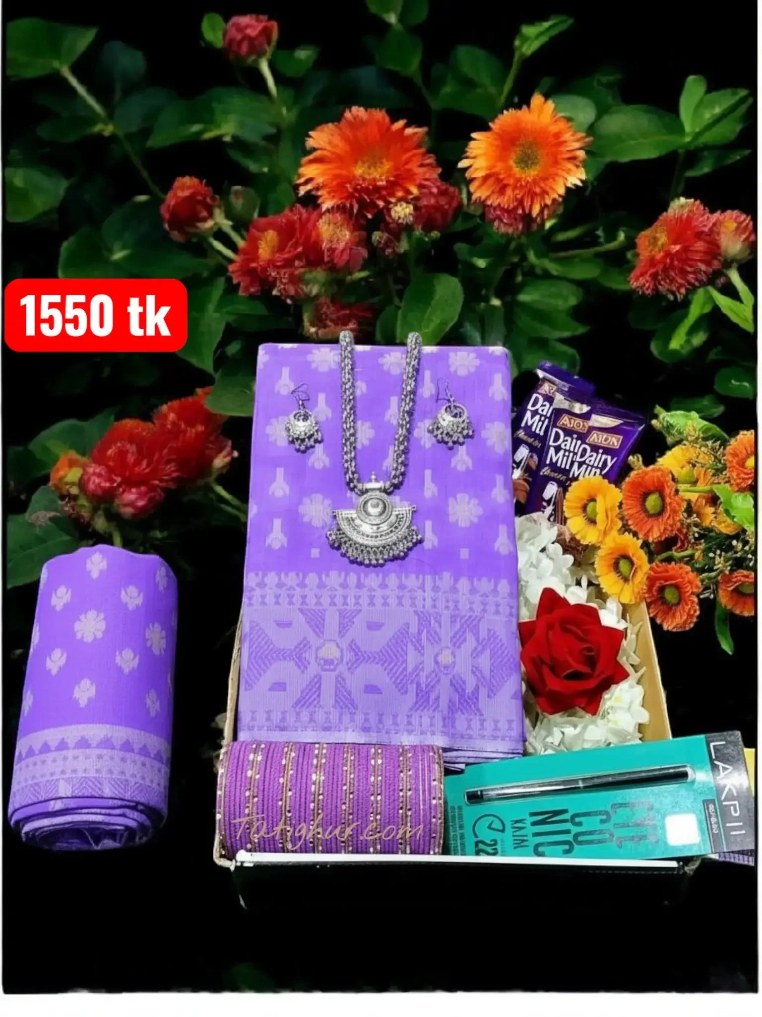 Purple jamdani saree পারপেল জামদানী শাড়ি কম্বো প্যাকেজ