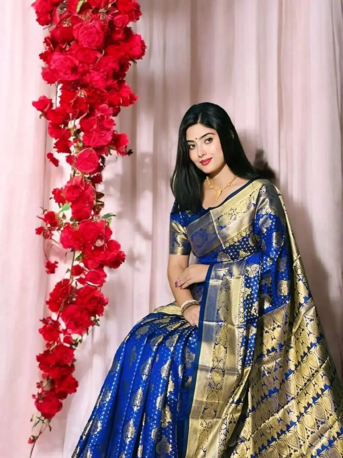 Tangailer katan saree combo . blue color - Image 3